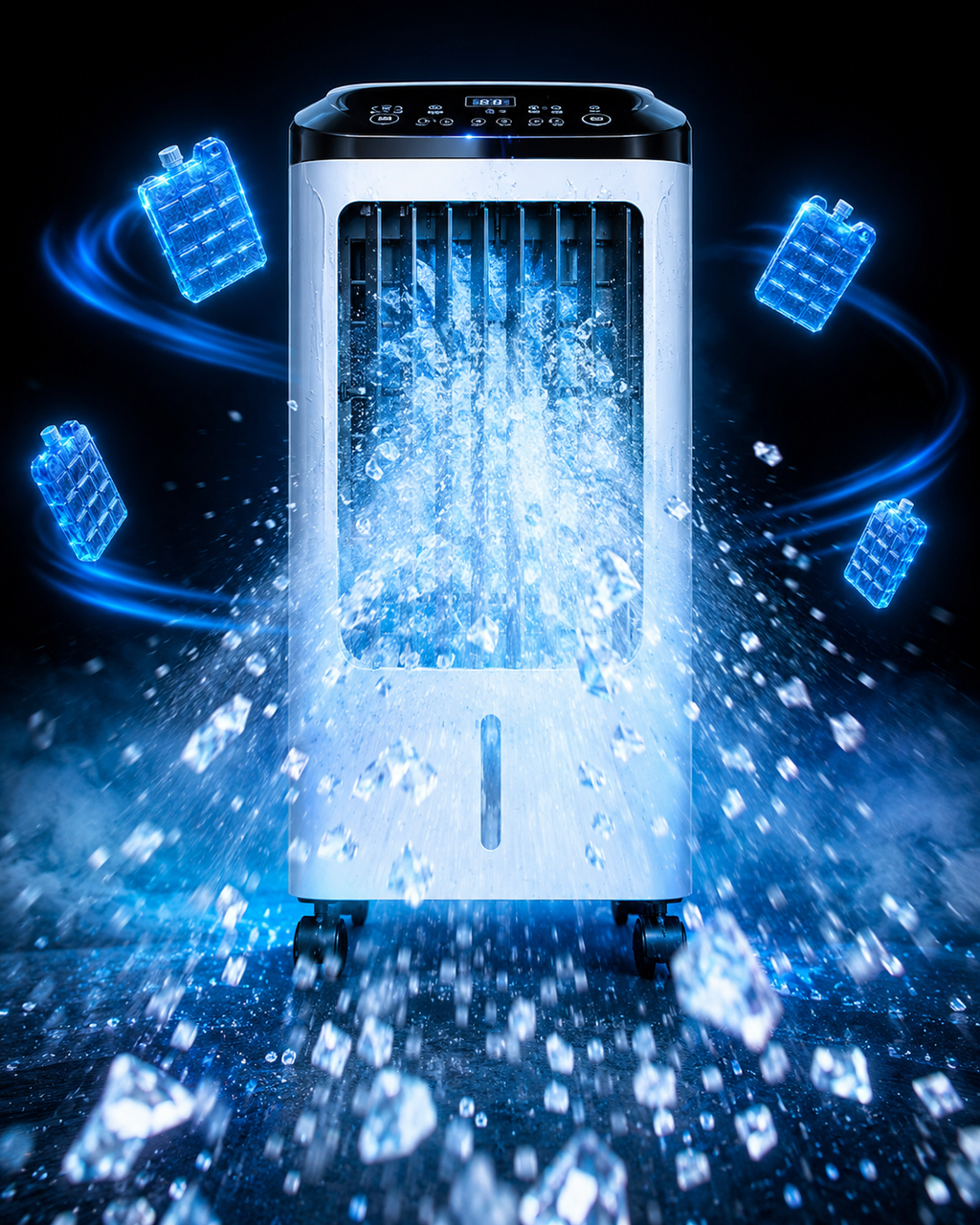 Freezo TowerMax - Climatiseur Colonne Haute Puissance  70W · Réservoir 4L · 5 Réfrigérants Offerts