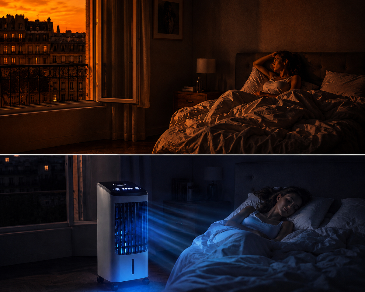 Freezo TowerMax - Climatiseur Colonne Haute Puissance  70W · Réservoir 4L · 5 Réfrigérants Offerts