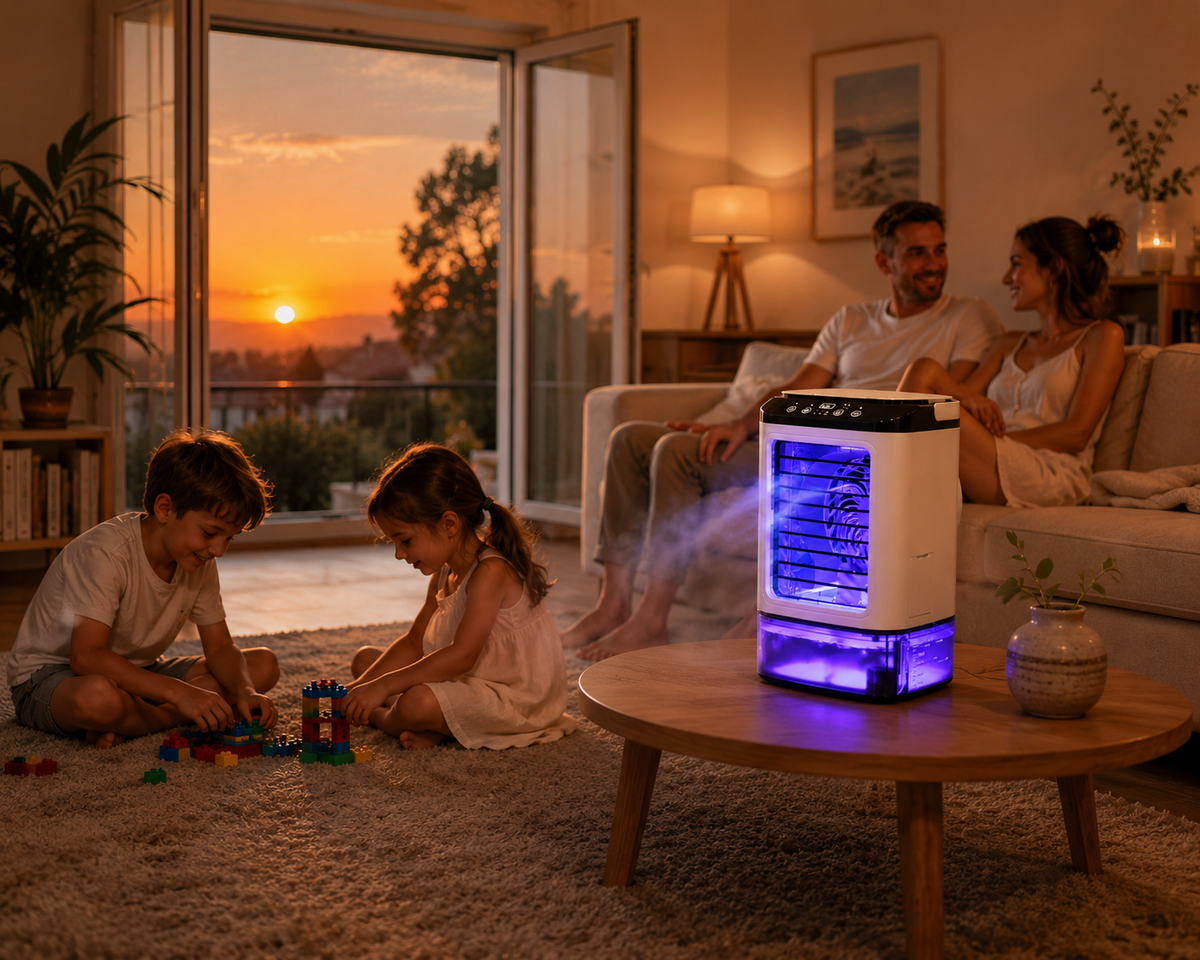 Freezo ArcticMist - Climatiseur Ultrasonique Portable  Turbo Boost · Réservoir 900ml · Veilleuse LED