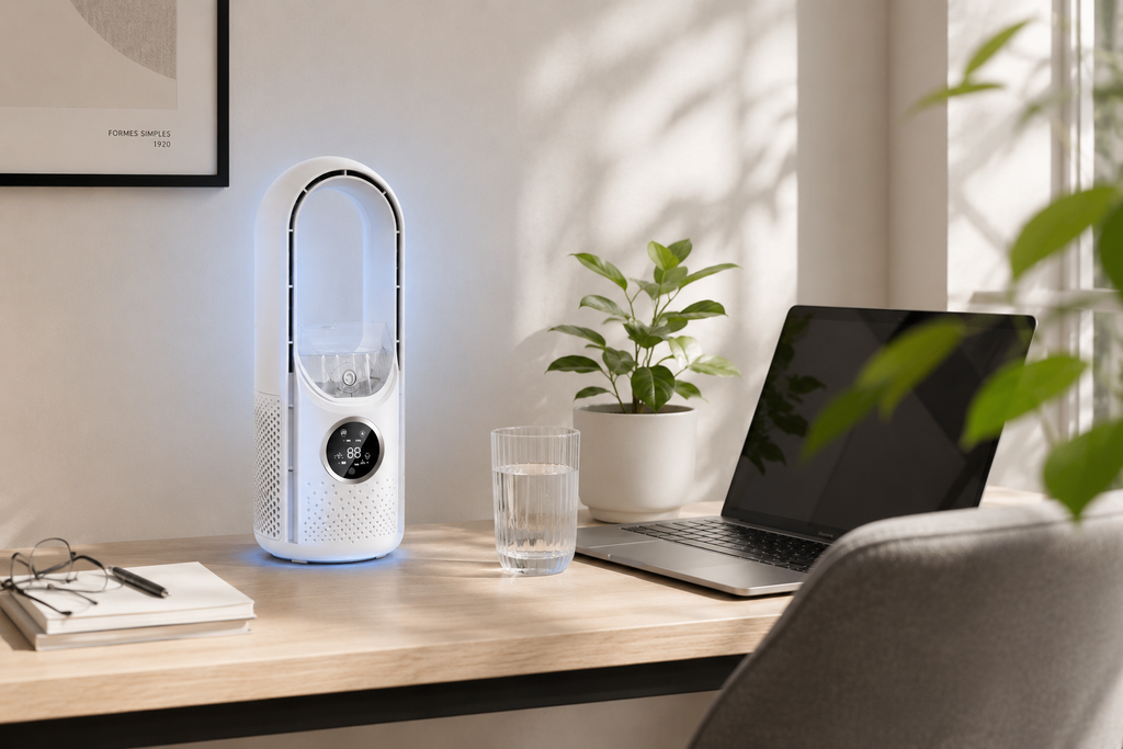 Freezo AirFlow Pro - Ventilateur Sans Pales 3-en-1  Silencieux · 6 Vitesses · Humidificateur Intégré