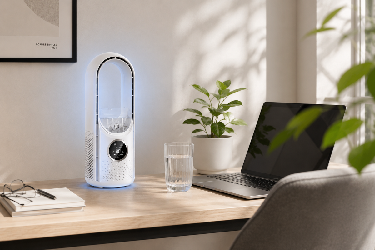 Freezo AirFlow Pro - Ventilateur Sans Pales 3-en-1  Silencieux · 6 Vitesses · Humidificateur Intégré