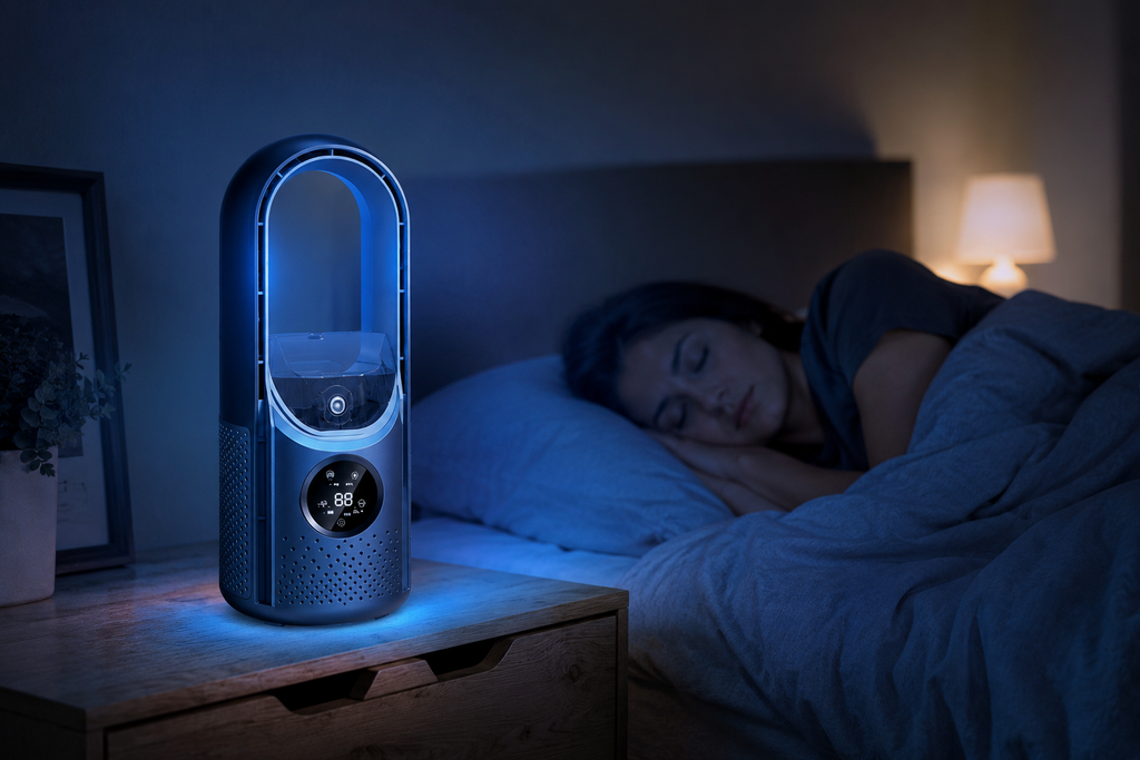Freezo AirFlow Pro - Ventilateur Sans Pales 3-en-1  Silencieux · 6 Vitesses · Humidificateur Intégré